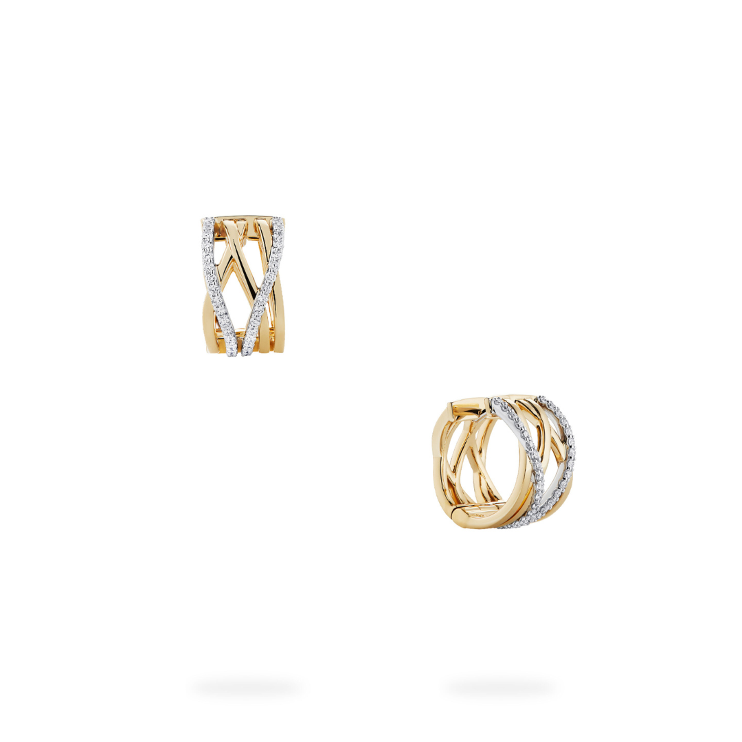 Yellow Gold Hoop Diamond Earrings (401854)