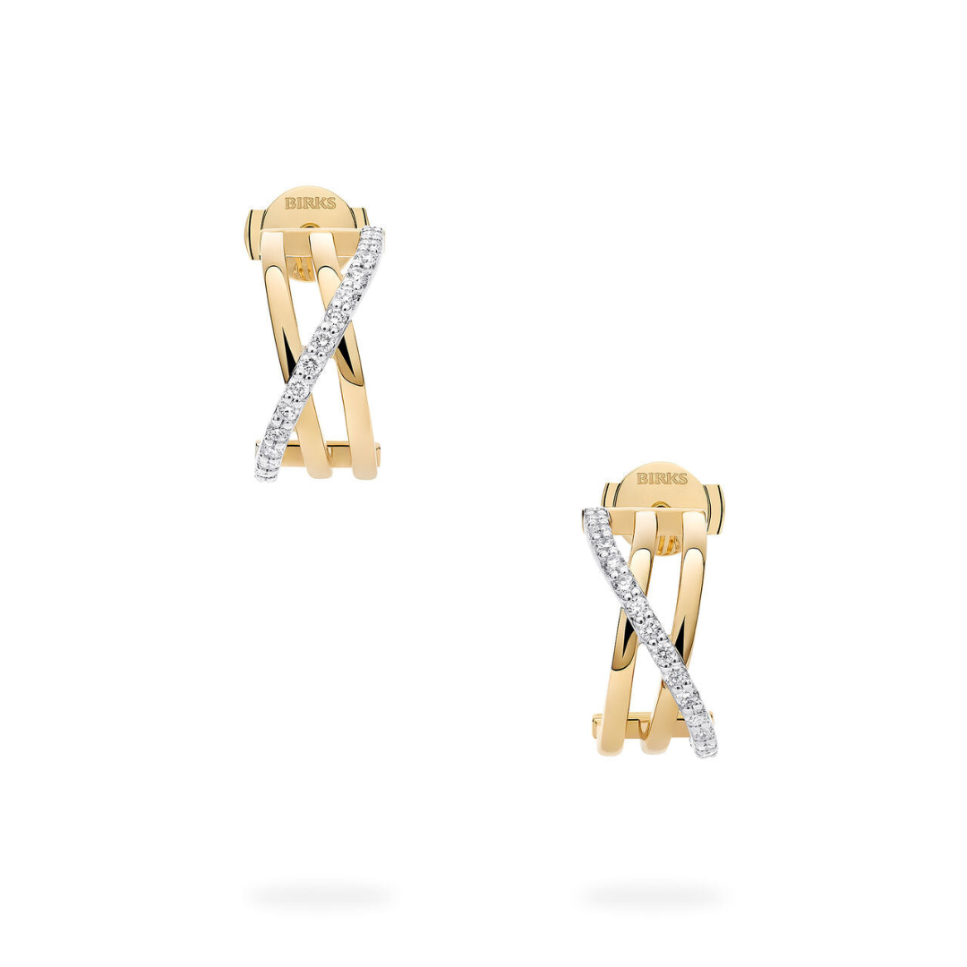 Three-Row Gold Hoop Earring (536876)