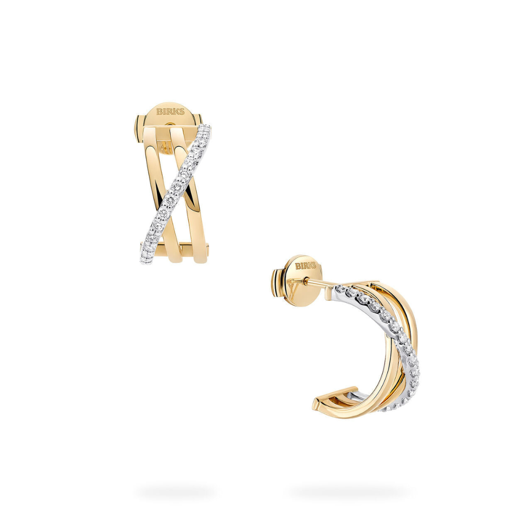 Three-Row Gold Hoop Earring (536876)