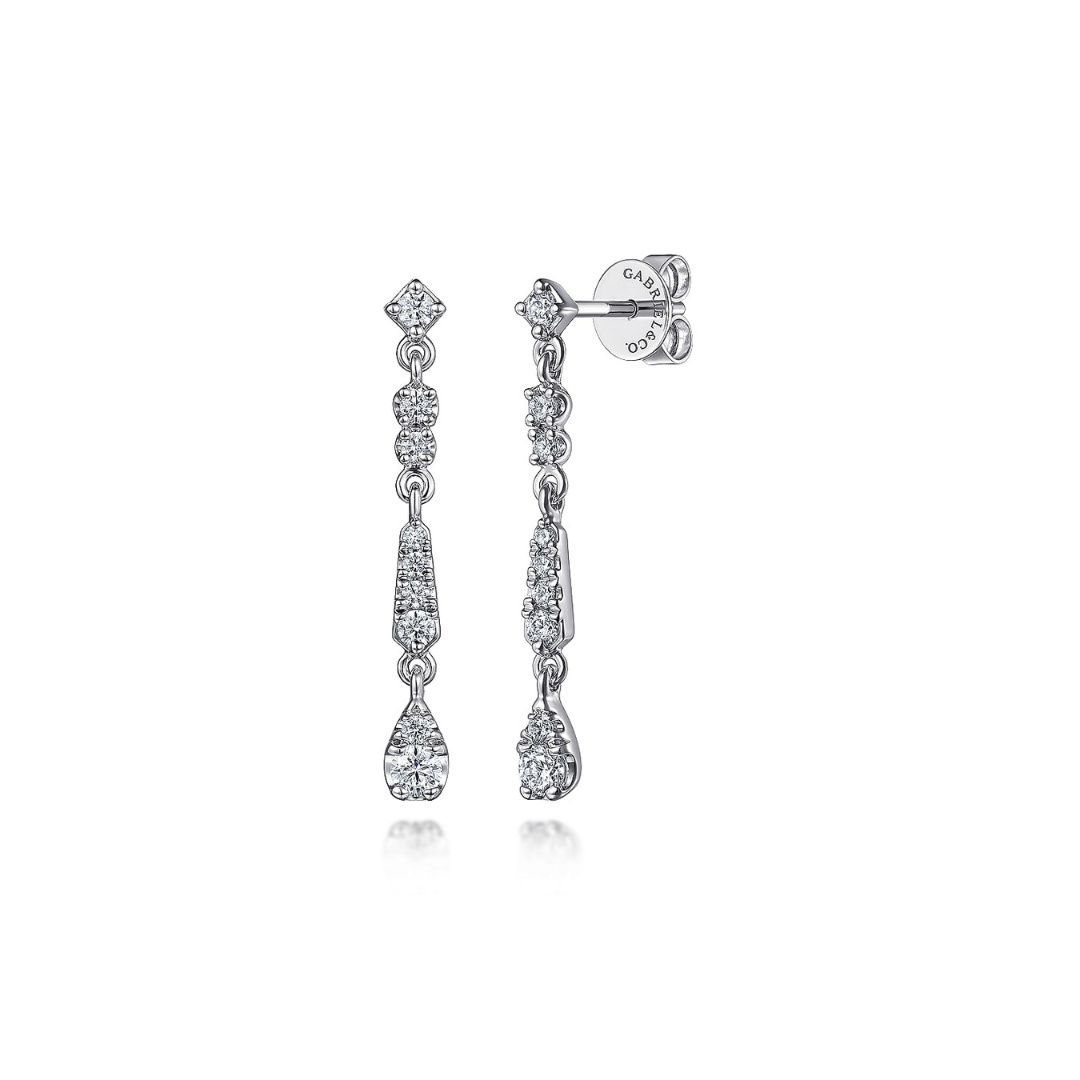 White Gold Linear Diamond Drop Earrings (595164)