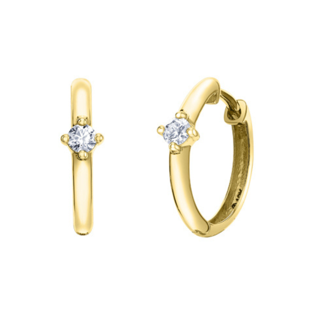 Yellow Gold Diamond Hoop Earrings (622101)