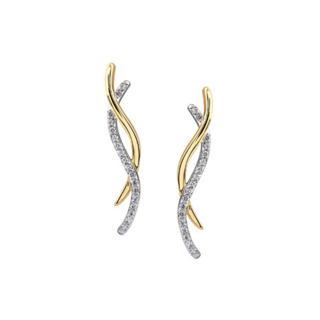 Two Toned Diamond Drop Earrings (746259)