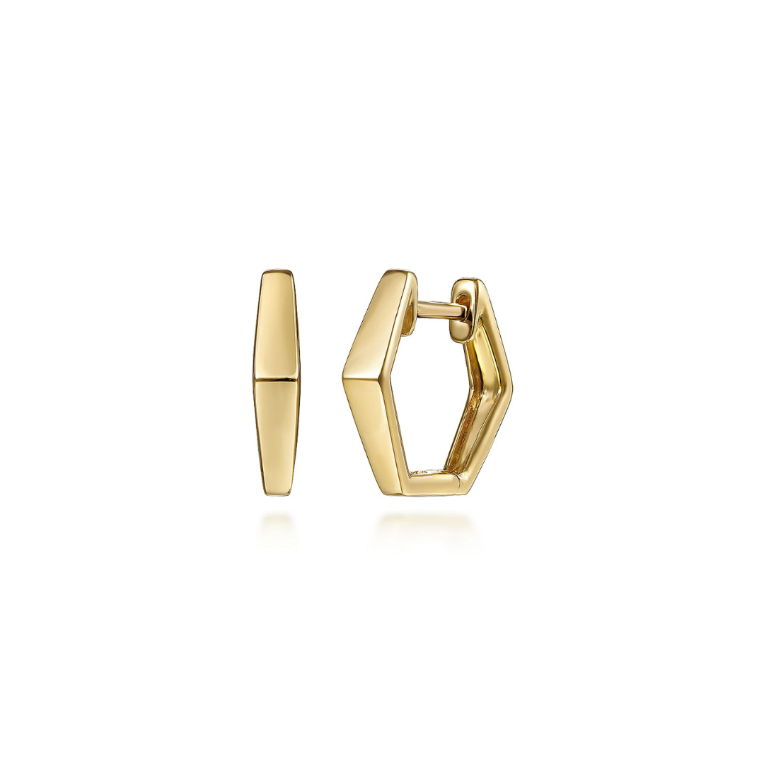 Yellow Gold Geometric Huggie Earrings (953543)