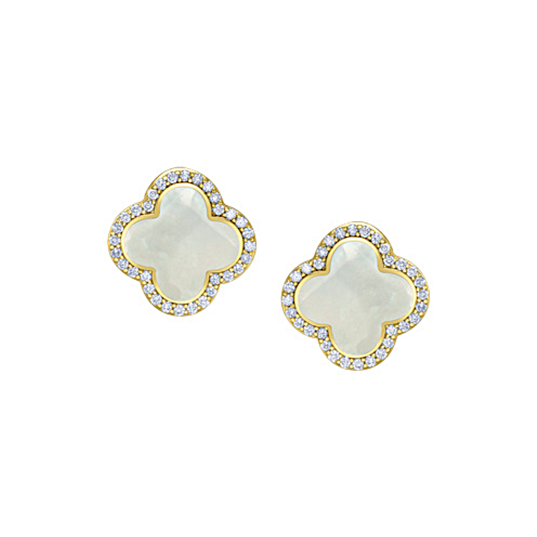 Clover Mother of Pearl and Diamond Earrings (970686)