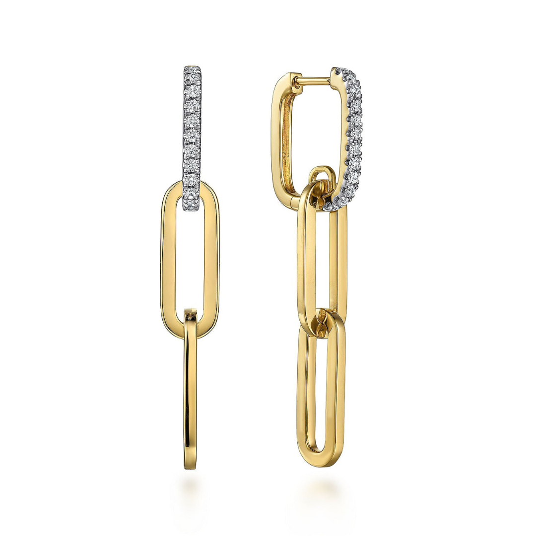 Yellow Gold Diamond Link Drop Earrings (991755)