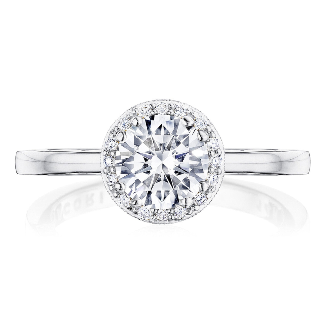 Coastal Crescent White Gold Round Engagement Ring (010387)