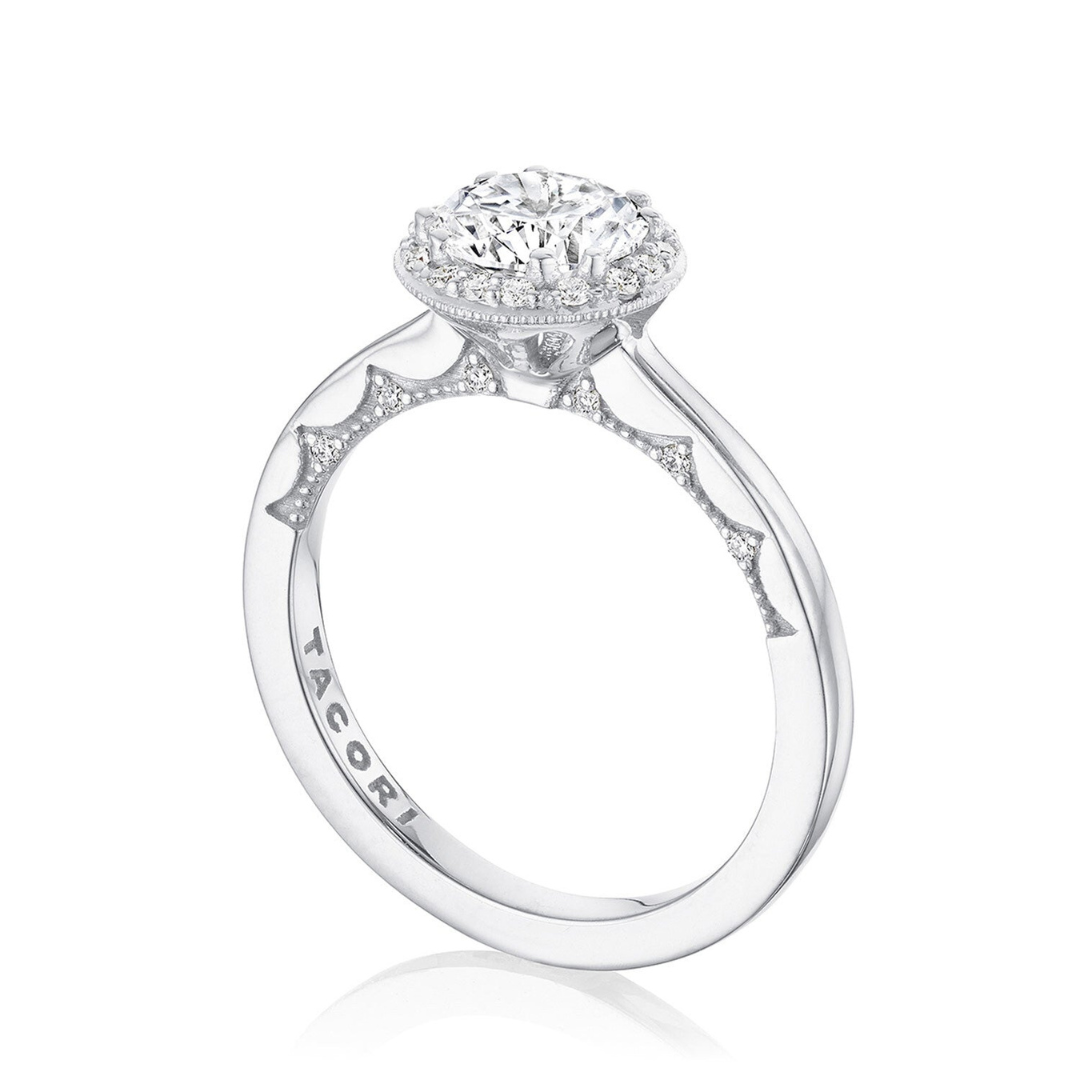 Tacori White Gold Coastal Crescent White Gold Round Cut Engagement Ring (010387)