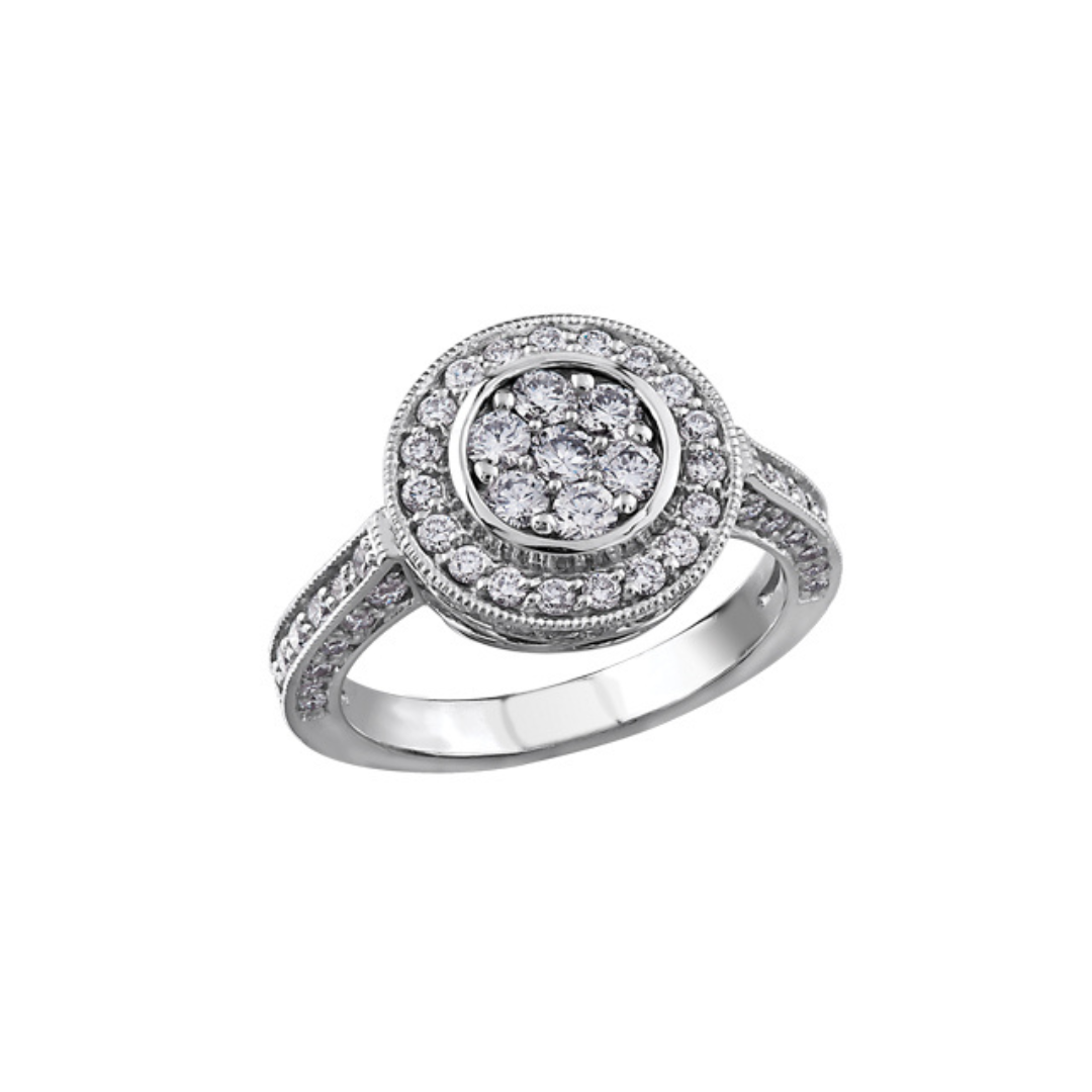 White Gold Diamond Engagement Ring (040135)