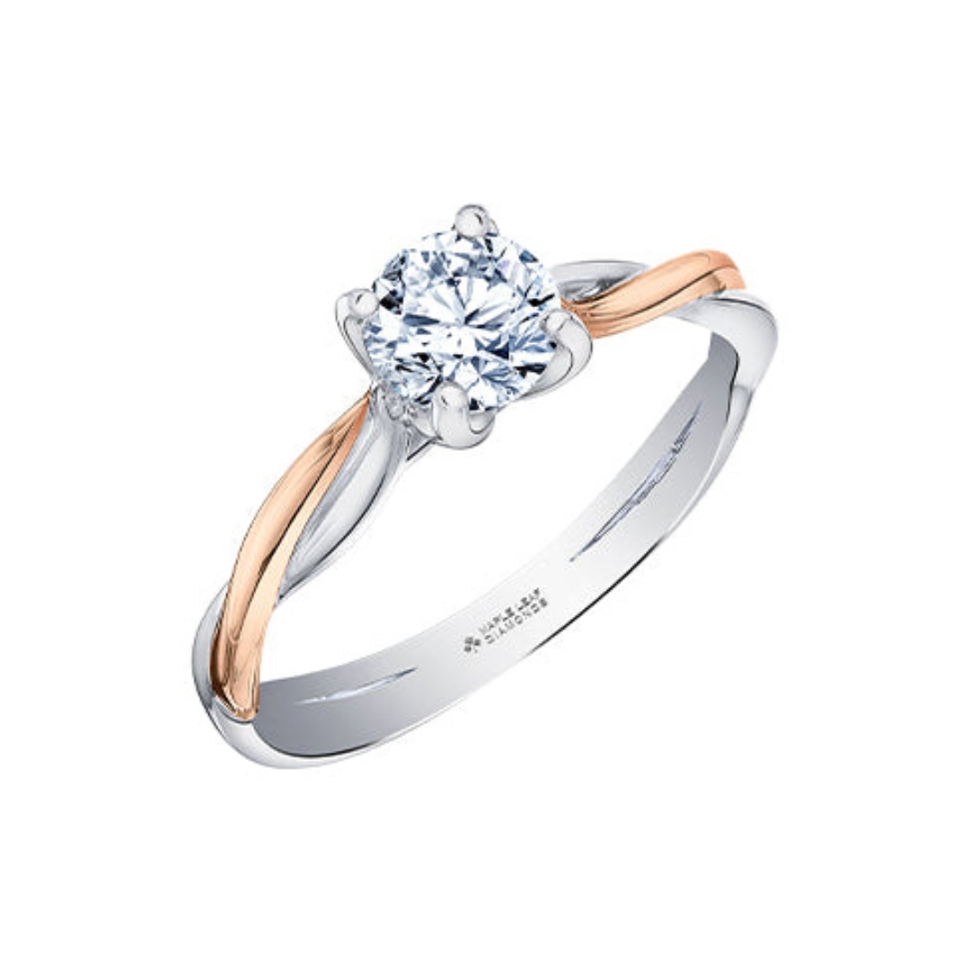 Maple Leaf White and Rose Gold Solitaire Engagement Ring (040409)