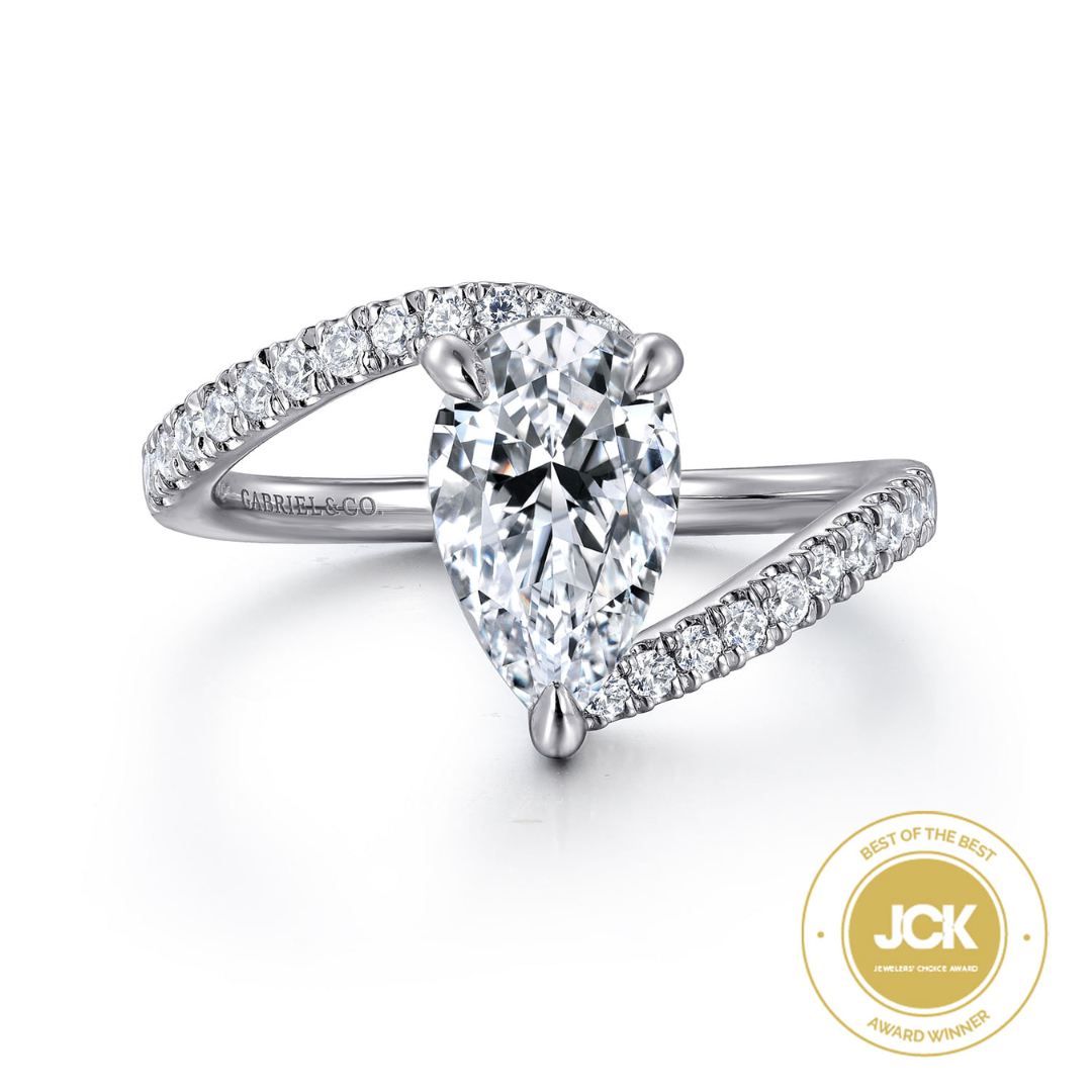 White Gold Pear Bypass Engagement Ring (139681)