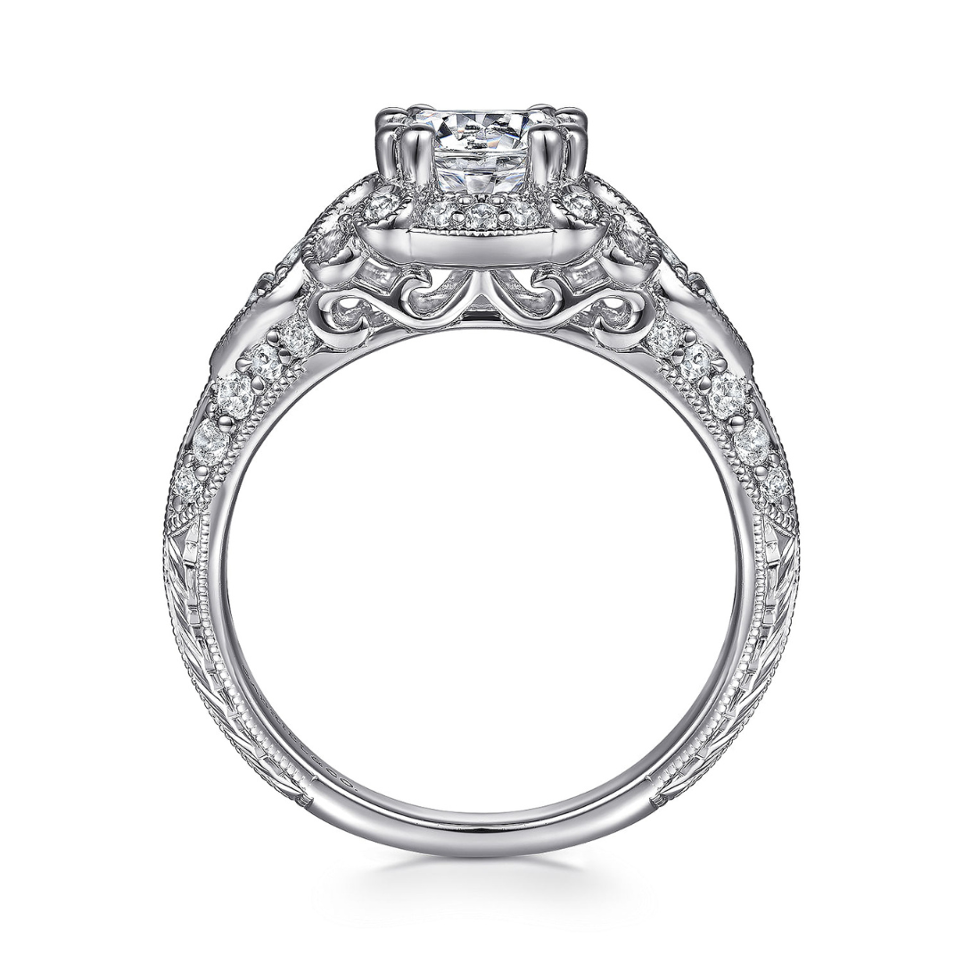 White Gold Vintage Halo Engagement Ring (204028)