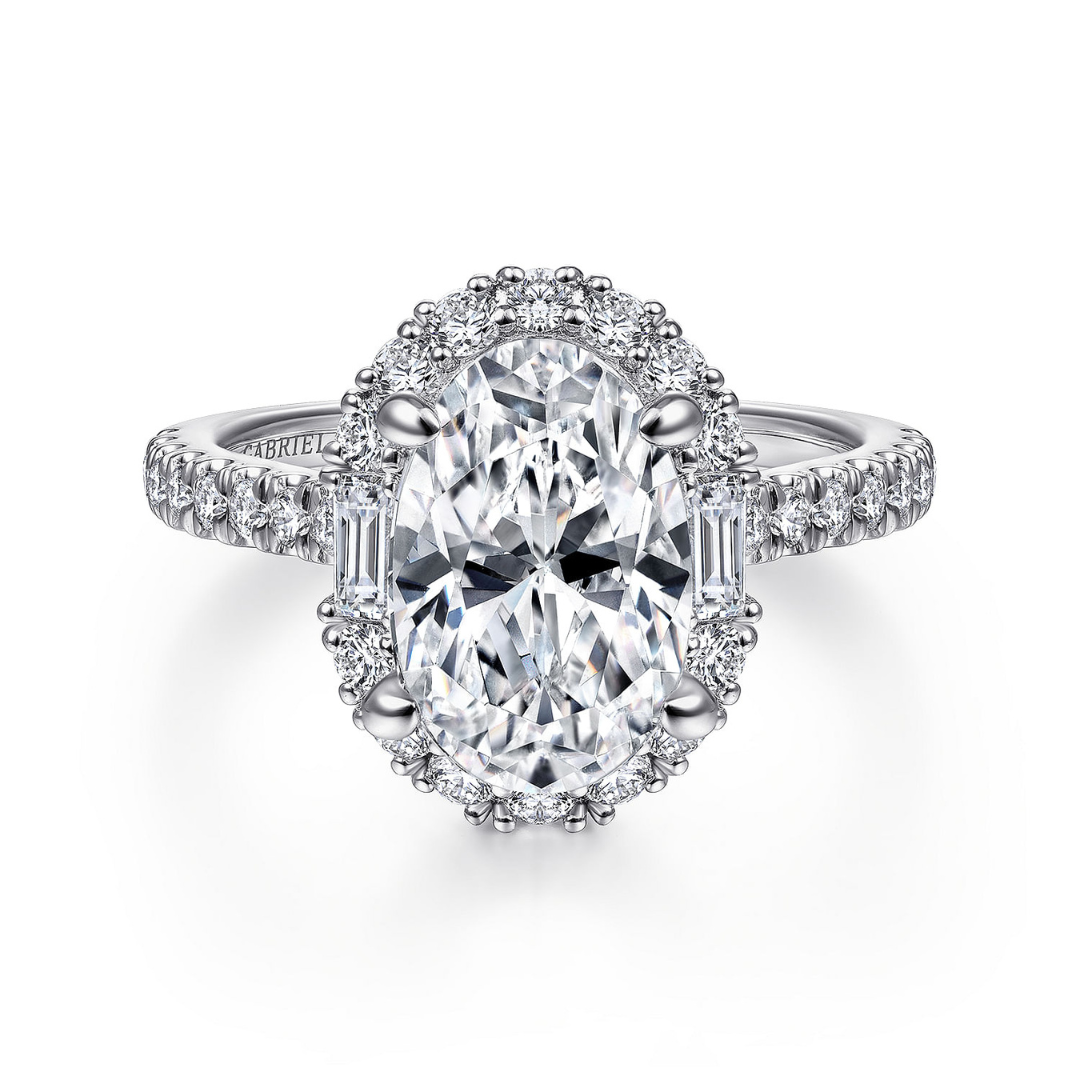 White Gold Oval Halo Engagement Ring (294251)