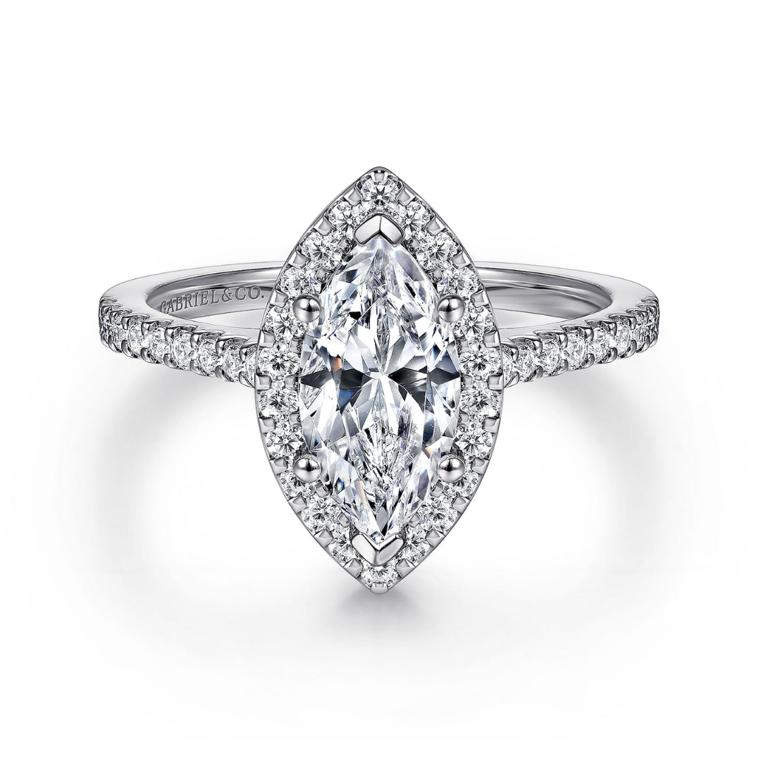 White Gold Marquise Halo Engagement Ring (298829)