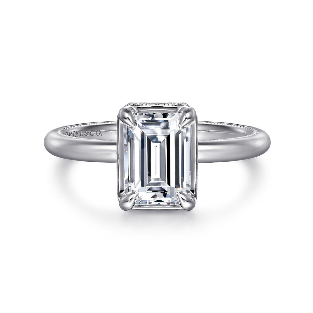 White Gold Emerald Cut Solitaire Engagement Ring (324116)