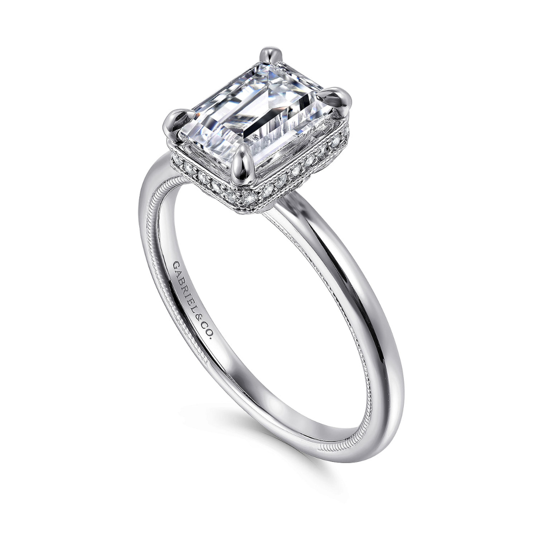 White Gold Emerald Cut Solitaire Engagement Ring (324116)