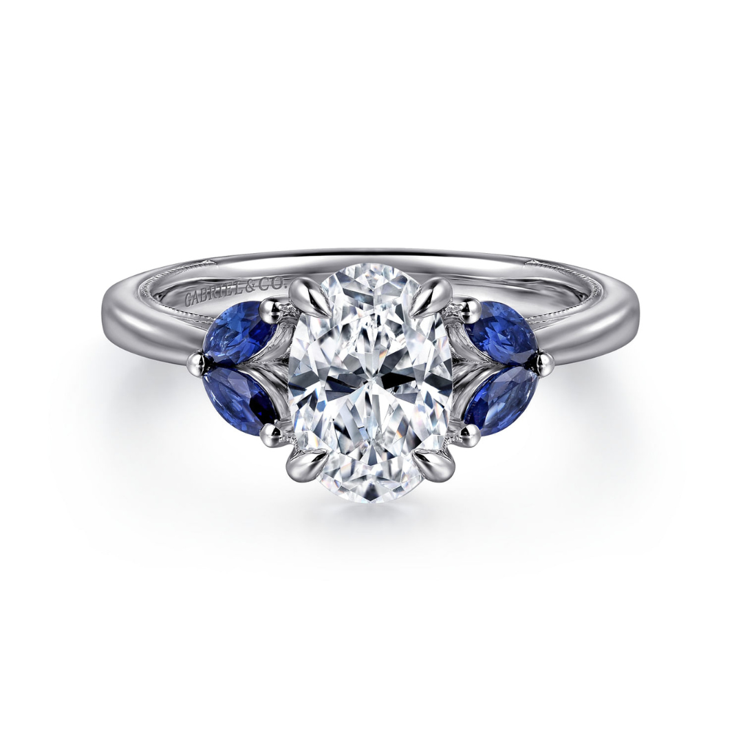 White Gold Sapphire Accent Engagement Ring (392096)