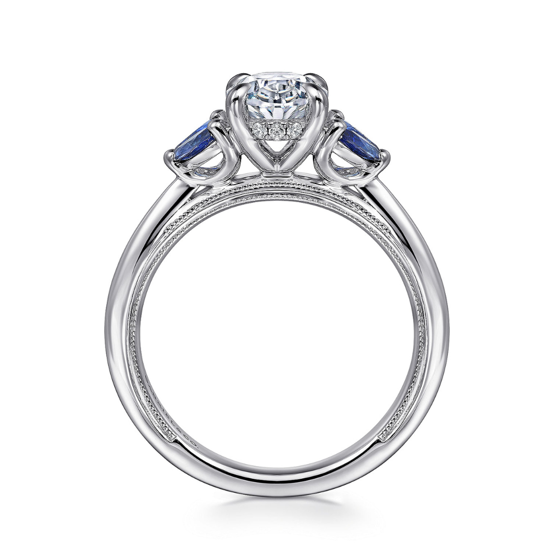 White Gold Sapphire Accent Engagement Ring (392096)