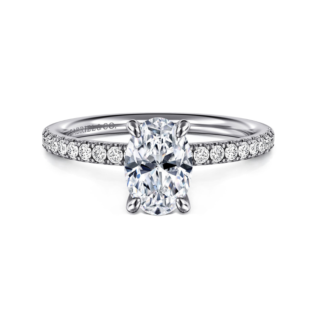 White Gold Oval Solitaire Engagement Ring (463369)