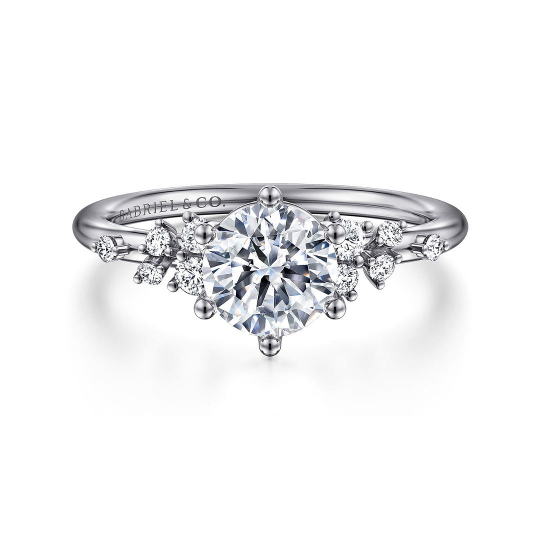 White Gold Round Accented Engagement Ring (567052)