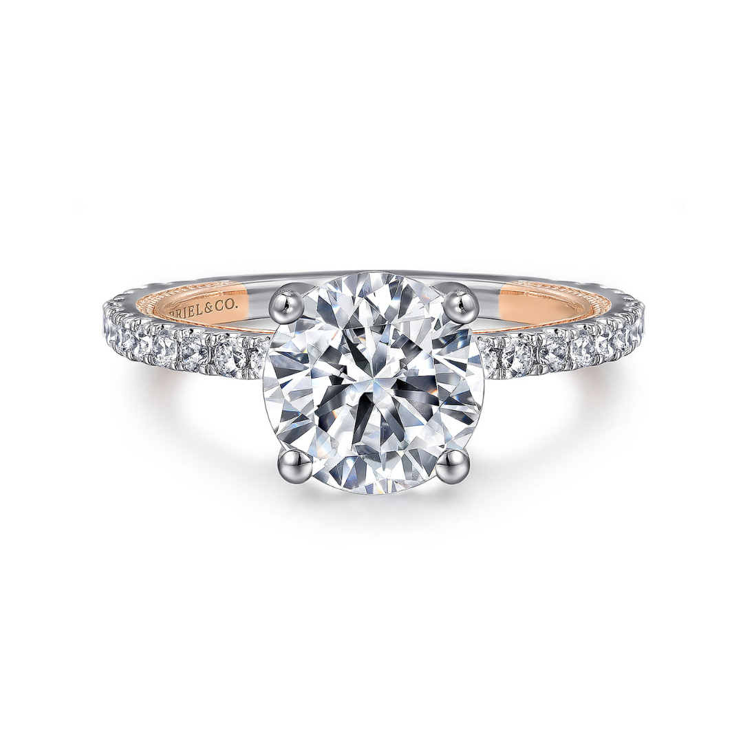 White and Rose Gold Diamond Engagement Ring (574642)