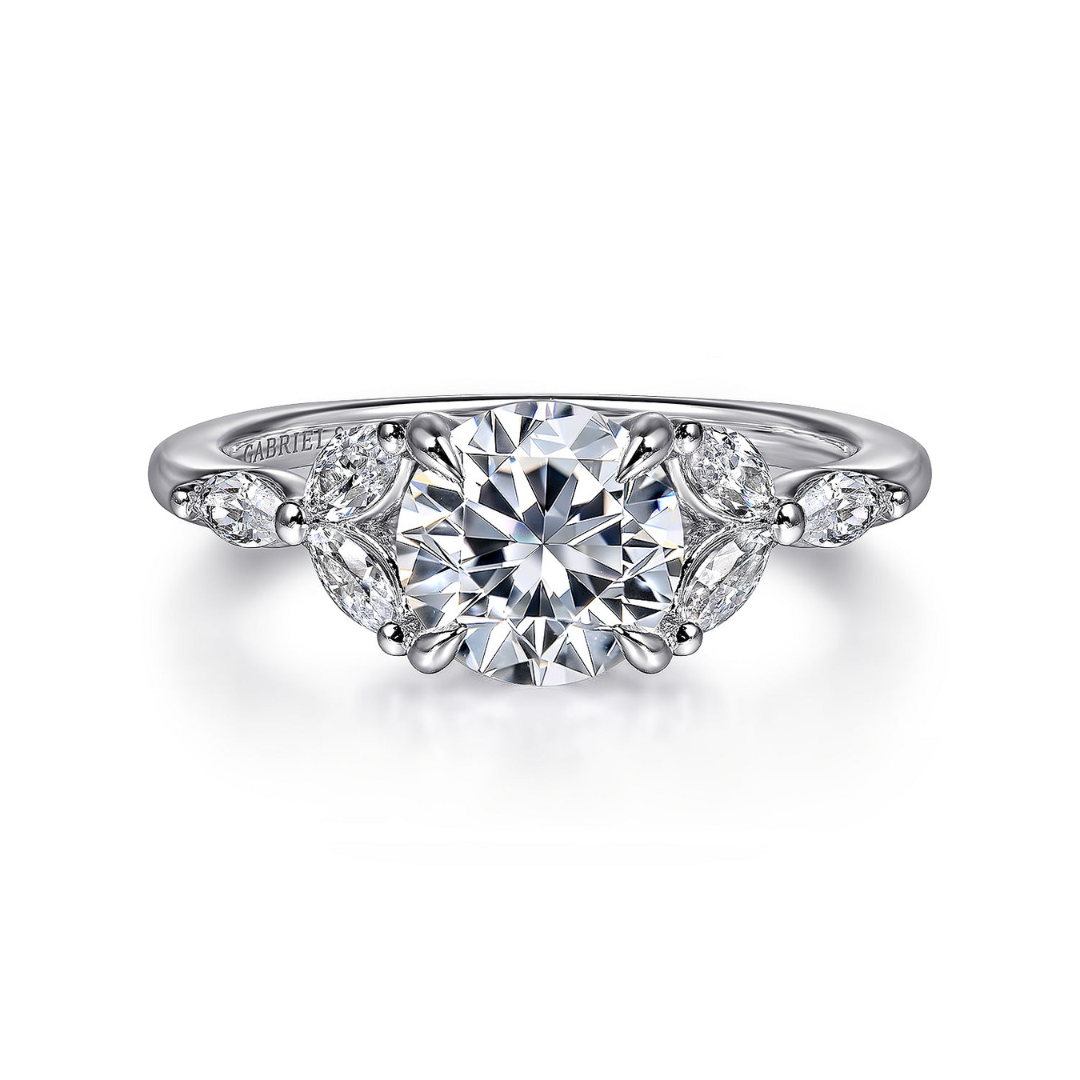 White Gold Floral Inspired Engagement Ring (607696)