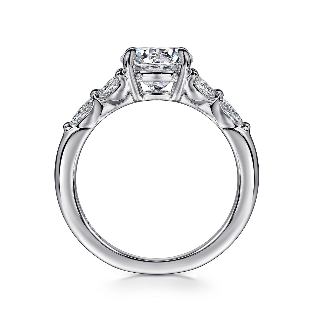 White Gold Floral Inspired Engagement Ring (607696)