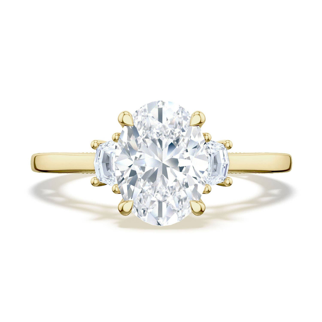 Lunetta Crescent Oval 3-Stone Engagement Ring (608085)