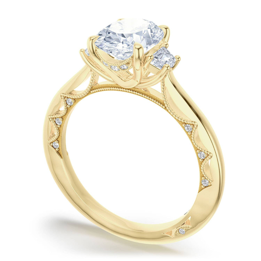 Lunetta Crescent Oval 3-Stone Engagement Ring (608085)