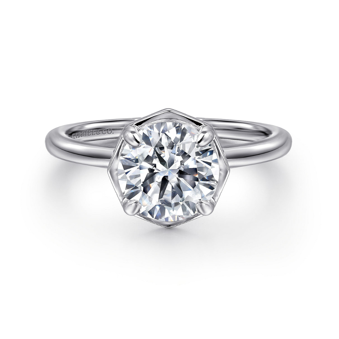 White Gold Round Engagement Ring (625208)