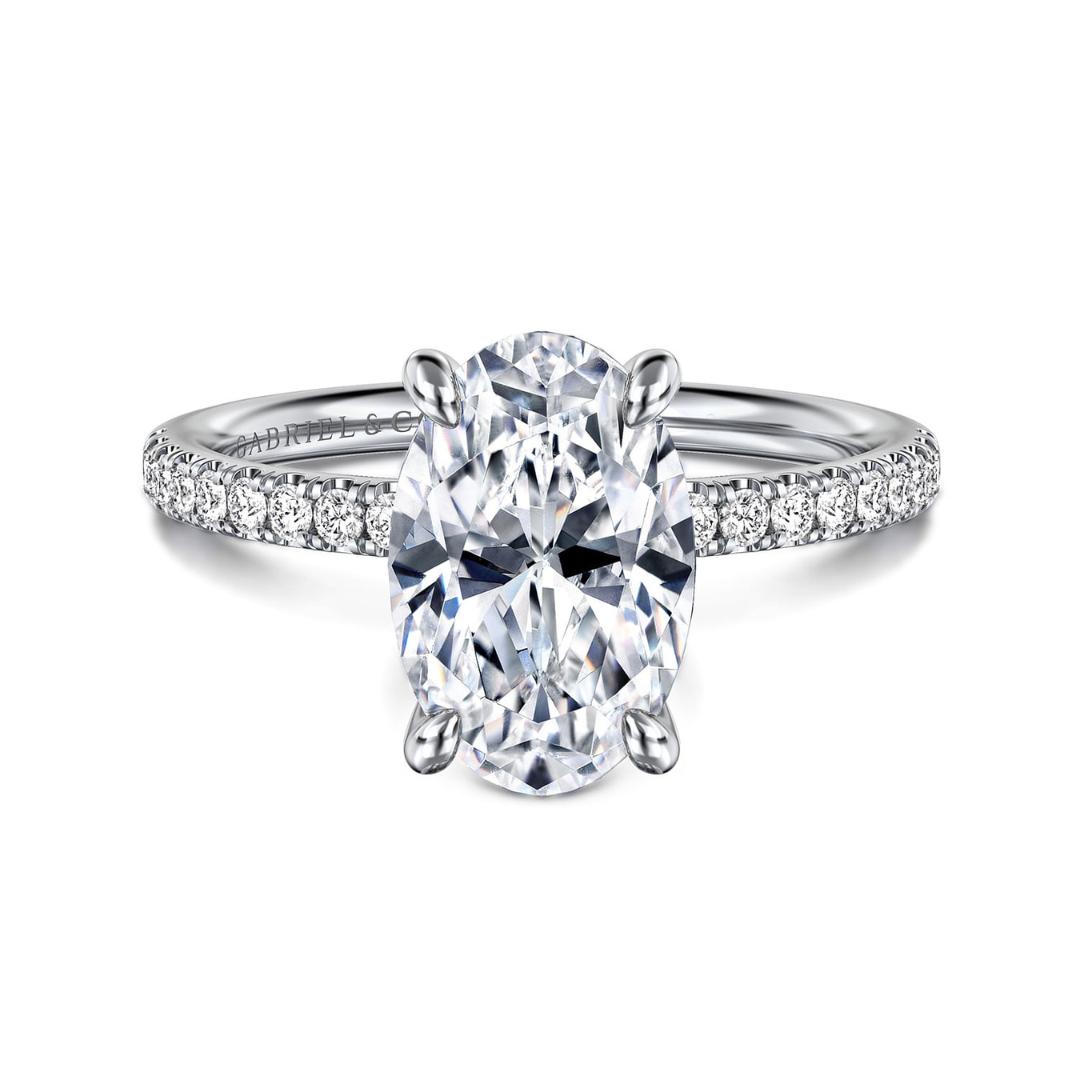 White Gold Oval Solitaire Engagement Ring (632688)