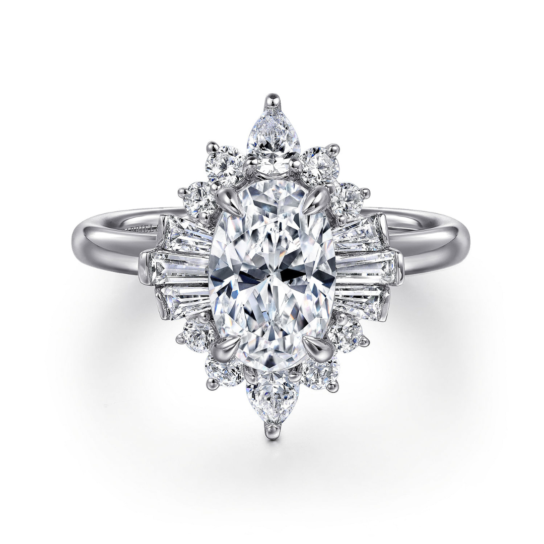 White Gold Halo Engagement Ring (809446)