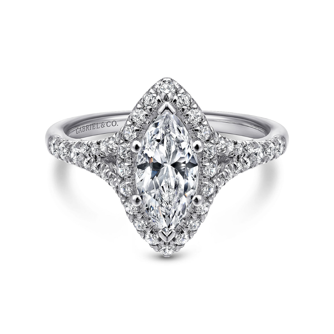 White Gold Marquise Halo Engagement Ring (823767)