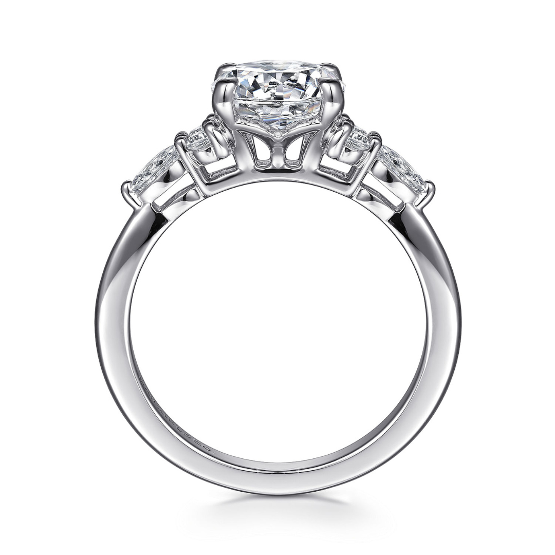 White Gold Round Cluster Accent Engagement Ring (861021)