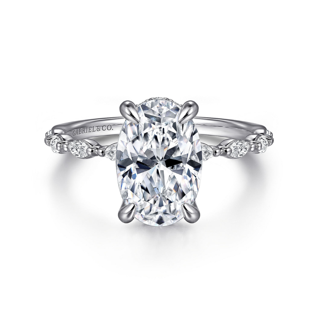 White Gold Hidden Halo Engagement Ring (889806)