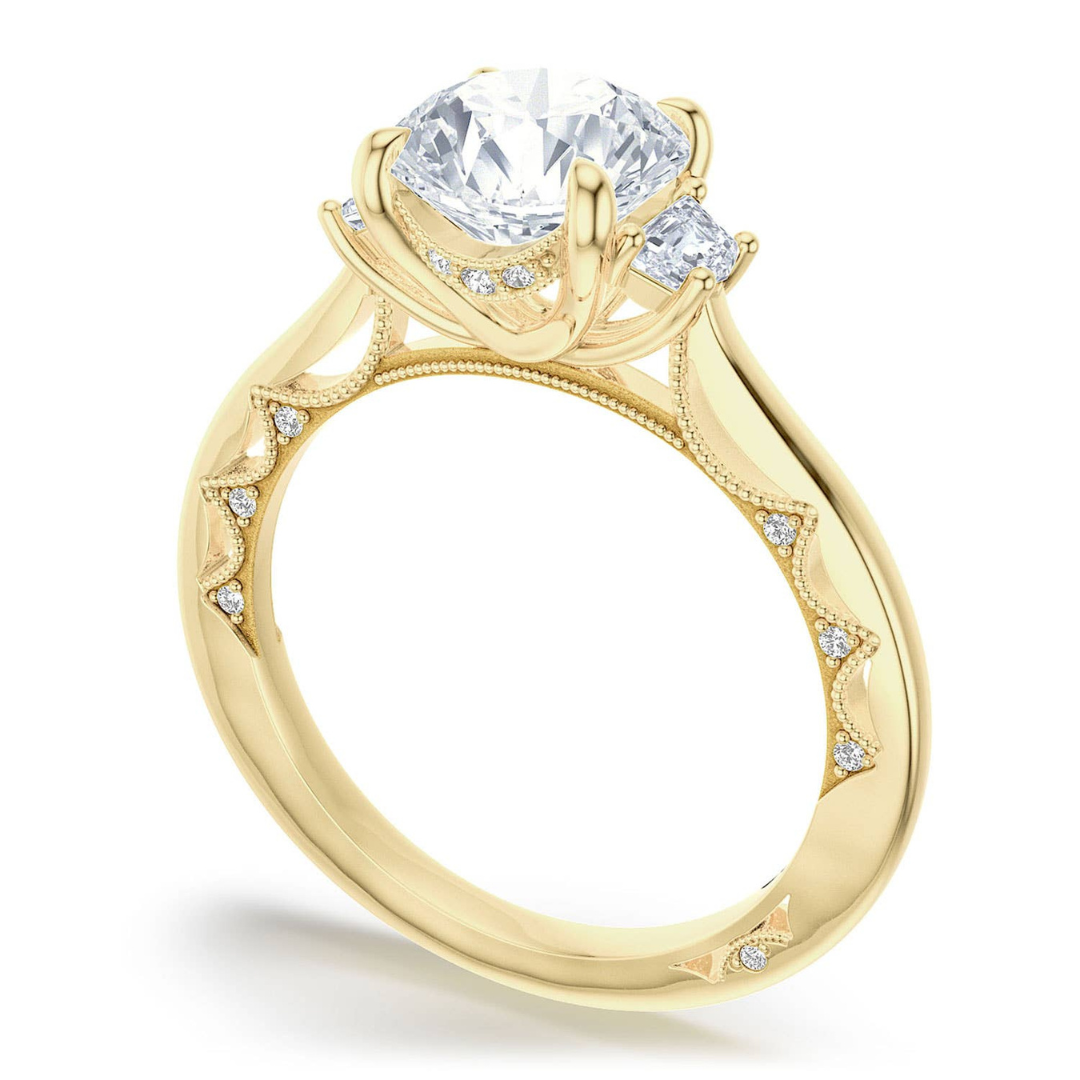 Lunetta Crescent Round 3-Stone Engagement Ring (893018)