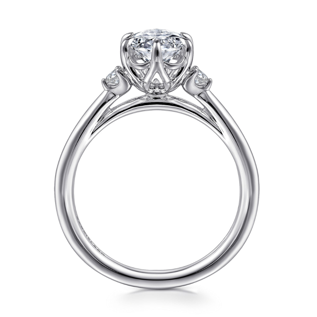 White Gold Oval Three Stone Engagement Ring (975631)