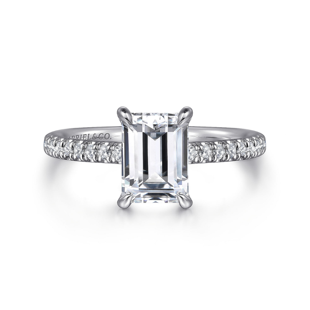 White Gold Emerald Cut Engagement Ring (978581)