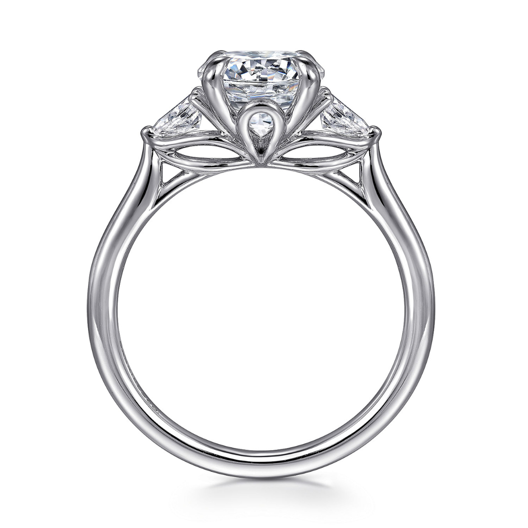 White Gold Three Stone Lotus Engagement Ring (991576)