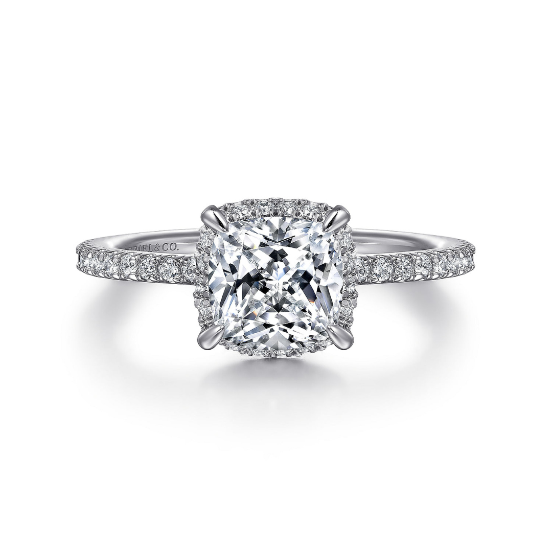 White Gold Halo Cushion Cut Engagement Ring (992404)