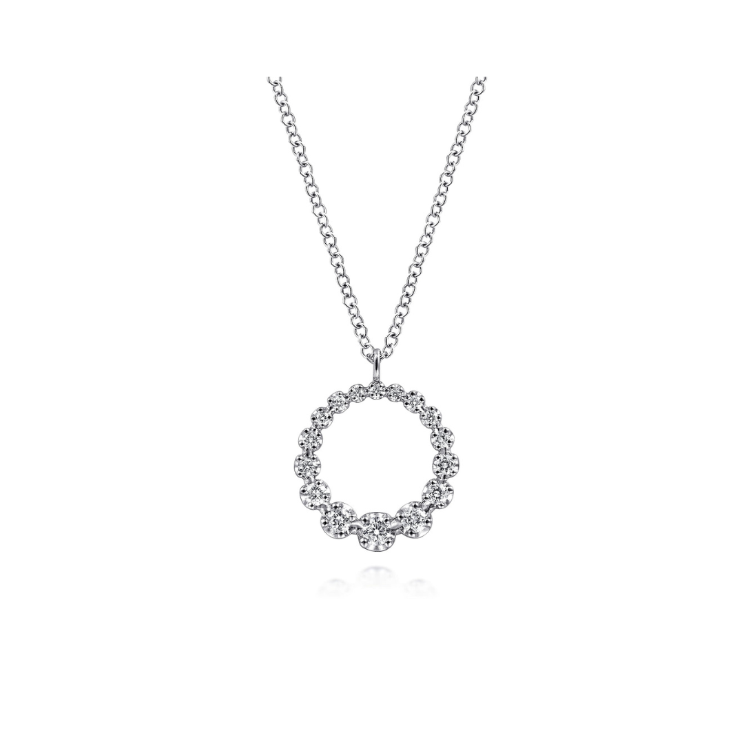 White Gold Diamond Circle Pendant Necklace (118936)