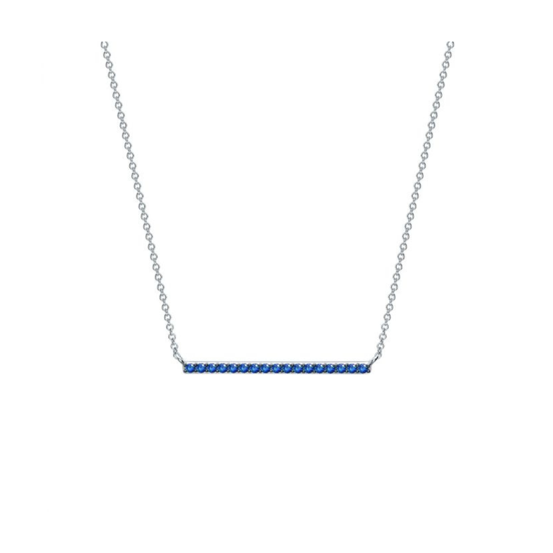 White Gold and Sapphire Horizontal Bar Necklace (241392)