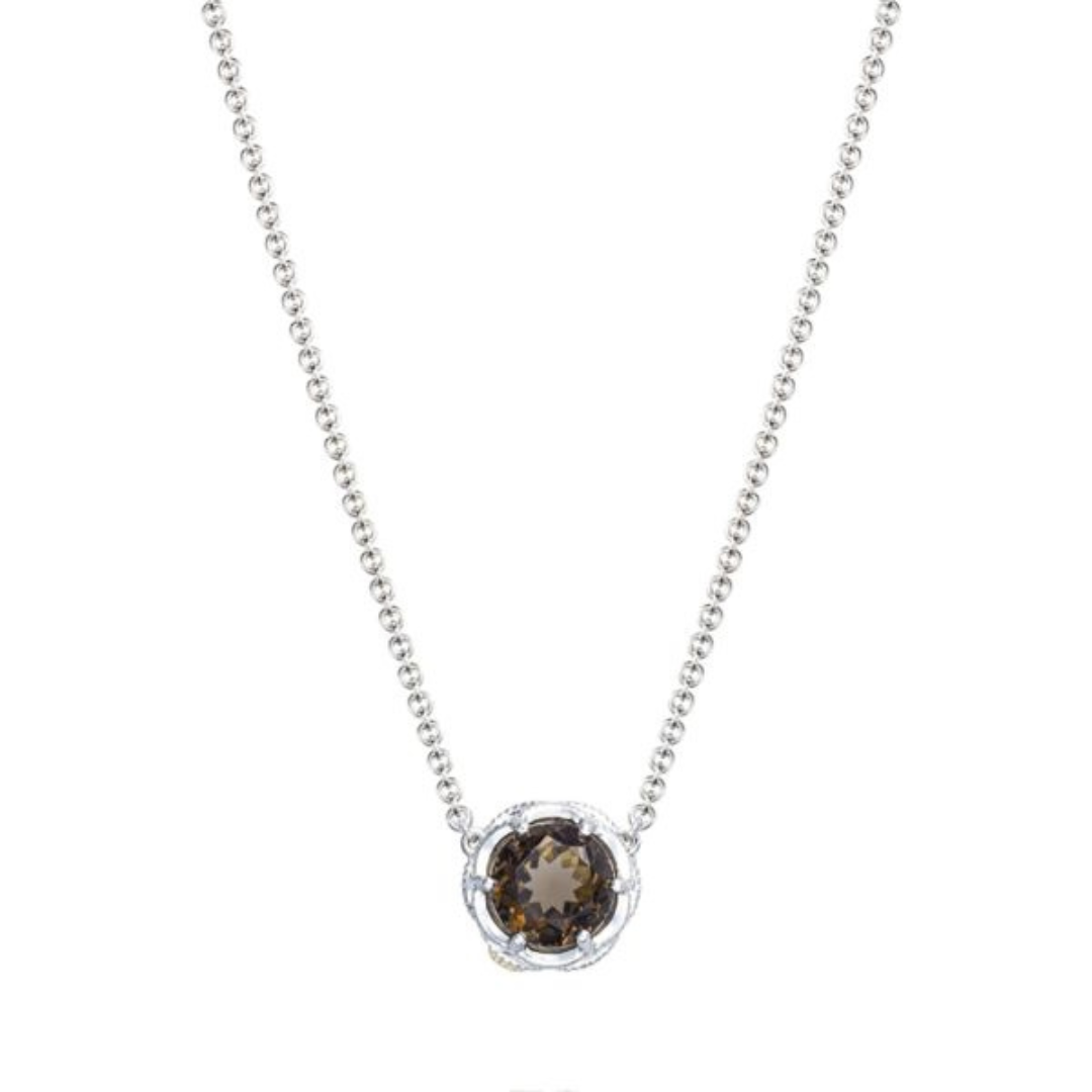 Crescent Station Necklace Featuring Smokey Quartz (300979)