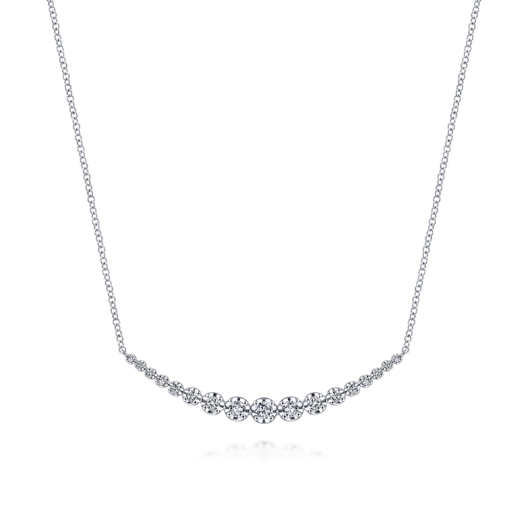 White Gold Curved Bar Necklace (683745)