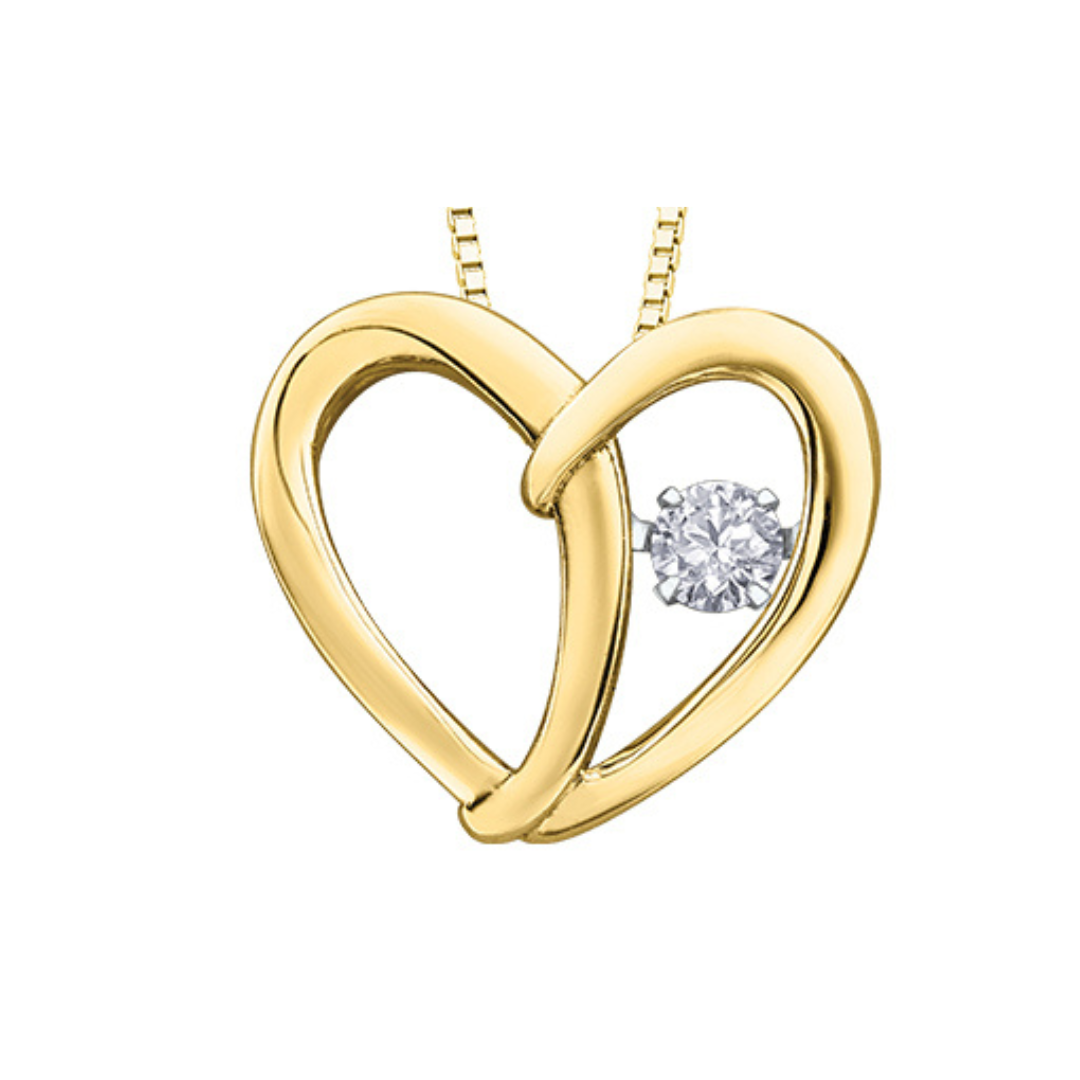 Yellow and White Gold Maple Leaf Dancer Heart Pendant (404042)