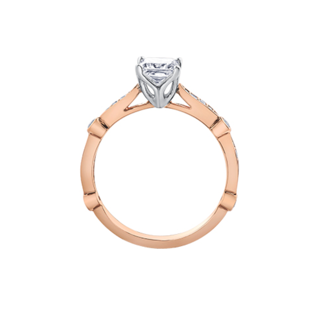 Rose and White Gold Princess Cut Canadian Diamond Ring (010247)