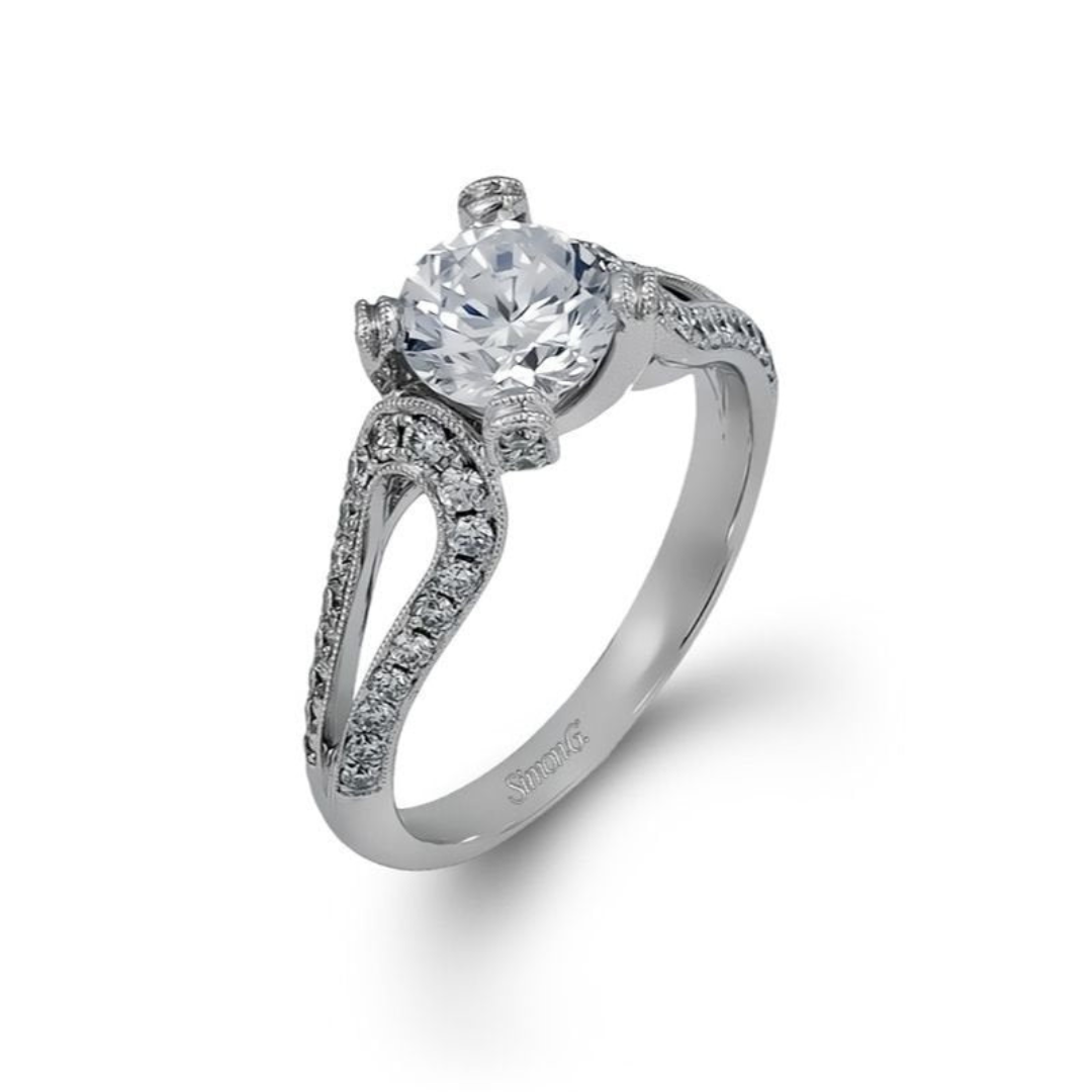 Simon G White Gold Engagement Semi Mount with diamonds (020050)