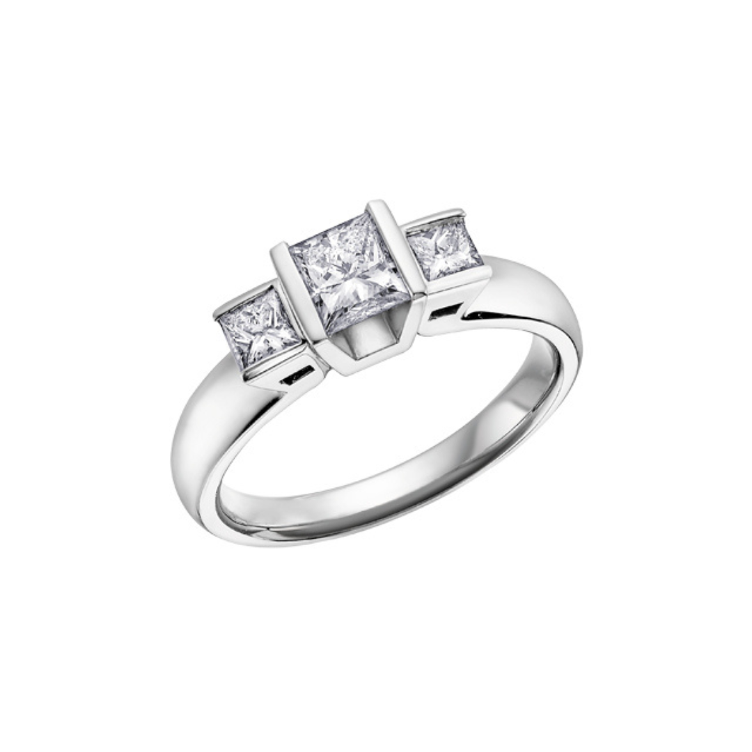 White Gold Three Stone Engagement Ring (040121)