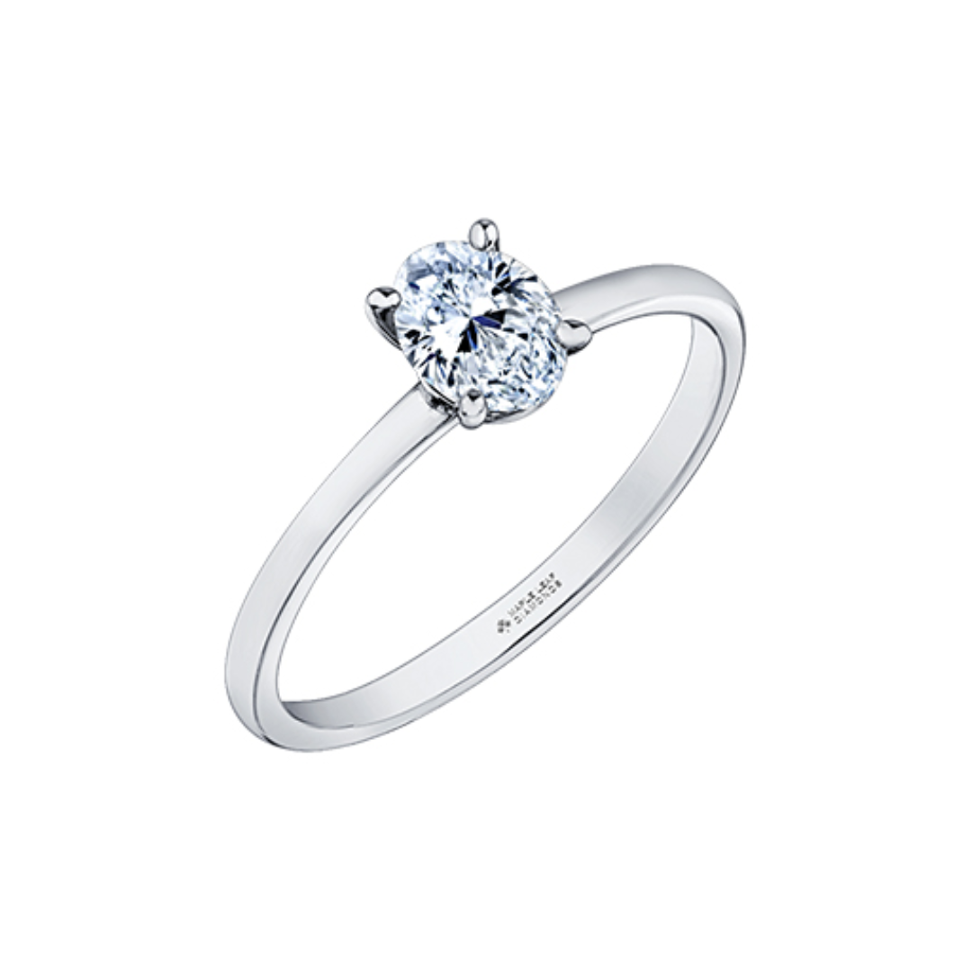 Oval Shape Canadian Diamond Solitaire Ring (040670)