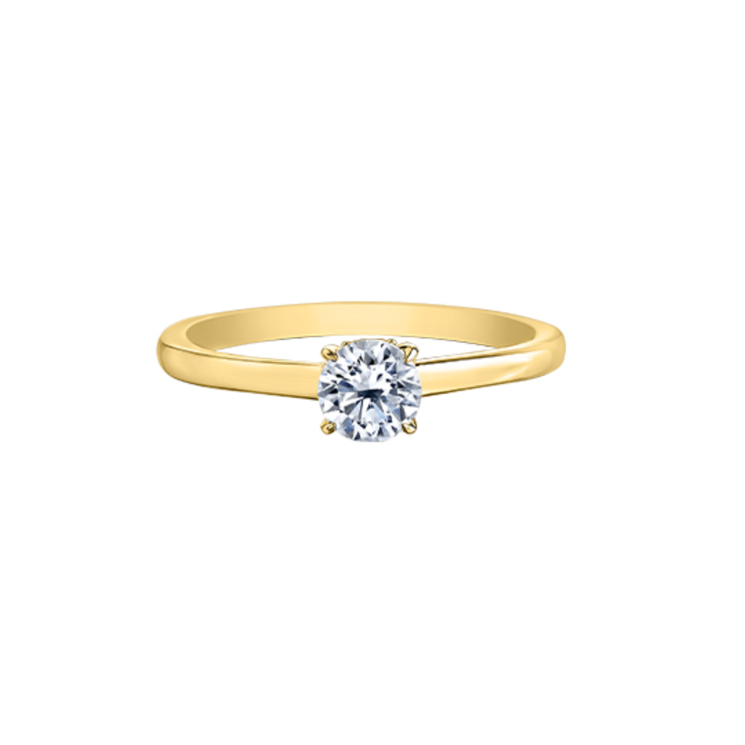 Yellow Gold Round Hidden Halo Canadian Diamond Ring (040693)