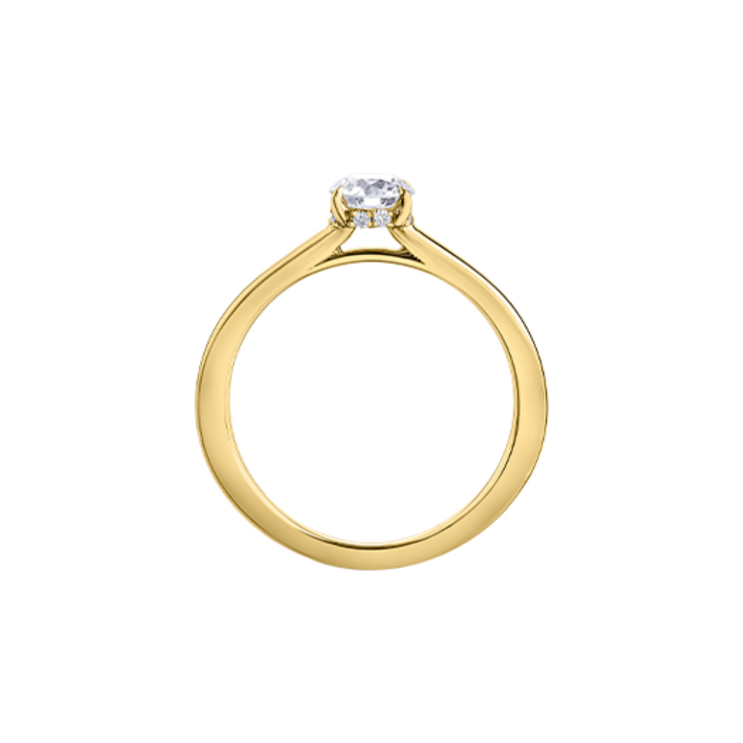 Yellow Gold Round Hidden Halo Canadian Diamond Ring (040693)